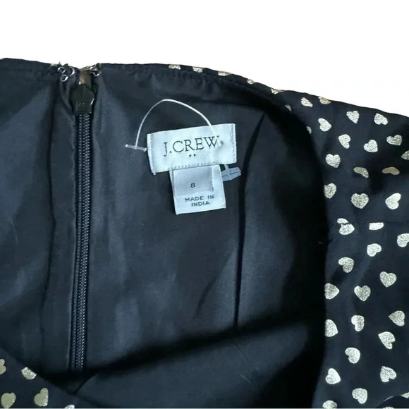 J Crew Black Gold Hearts Dress Crew Neck Short Sleeve Knee Length Sheath 8 NEW - Picture 6 of 10